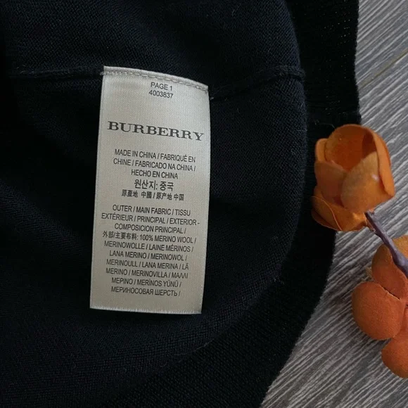 Burberry Check Detail Merino Wool Crew Neck Sweater - Picture 6 of 8